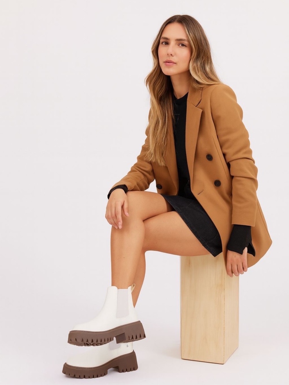 Beige Chelsea Ankle Boots with Brown Lug Sole